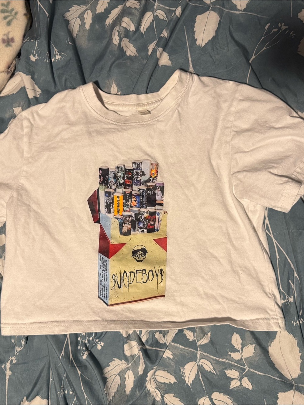 Graphic $uicideboy$s crop - Cream with Multi-Color Print